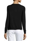 Beaded & Studded Crewneck Sweater, Black