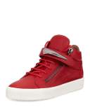 Men's Horn Leather Mid-Top Sneaker, Red