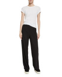 High-Waist Single-Pleat Pants, Black