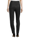 Eve Shimmery High-Waist Slim-Leg Pants, Black