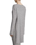 Ribbed Bateau-Neck Tunic, Heather Gray