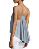 Chambray Twill Trapeze Cami Top, Denim