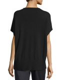 High-Neck Short-Sleeve Cashmere Pullover