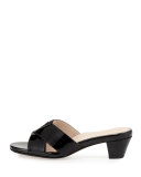 Obert Patent Crisscross Mule Sandal, Black