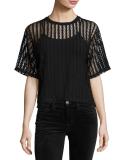Lattice Jersey Box Tee, Black