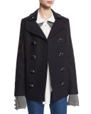 Double-Breasted Wool Pea Coat, Navy