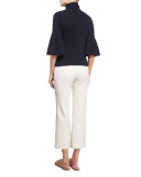 Adara Half-Sleeve Turtleneck Sweater, Dark Navy