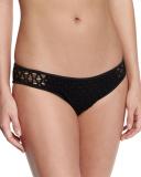 Curacao Netting Bikini Swim Bottom, Black