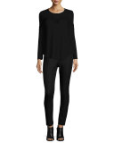 Audrey Twill Skinny Pants, Black