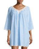 Cross-Dyed Short Gown with Lace-Trim
