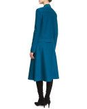 Lattice Piqué-Knit A-Line Skirt, Tanzanite