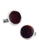 Sterling Silver Druzy Cuff Links, Red