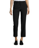 Stretch Gabardine Cropped Pants, Black