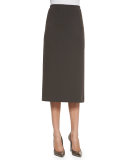 Long Punto Milano Pencil Skirt, Granite 