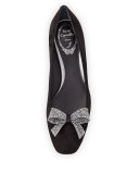 Crystal Bow 30mm Chunky-Heel Pump, Black