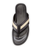 Venzio Calf Leather Thong Sandal, Black