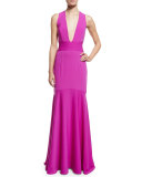 Sleeveless Crisscross-Back Mermaid Gown 