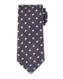 Neat Floral Silk Tie, Brown