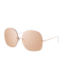 Rimless Oversized Square Sunglasses, Rose Gold