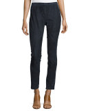 Suede & Ponte Riding Leggings, Ink