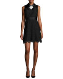 sleeveless lace cocktail dress, black