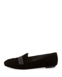 Fab Satin-Strap Velvet Loafer, Black