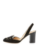 Kitty Velvet 75mm Slingback Pump, Black