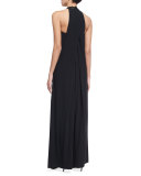 Crystal Halter Wide-Leg Jumpsuit, Black