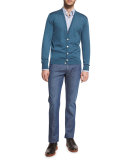 Five-Pocket Dark Wash Jeans, Blue