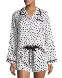 Flamingo Dot Shortie Pajama Set, White Dots