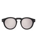 Leonard Round Mirrored Sunglasses, Black/Silver