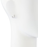 Small 18K White Gold Huggie Hoop Earrings with Diamonds, 11mm