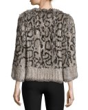 Cassidy Short Rabbit Fur Jacket, Salt/Pepper