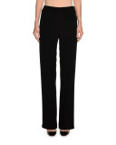 Wide-Leg Silk Pants, Black