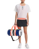 Perforated Boxy Short-Sleeve Sport Tee, White