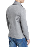 Cashmere-Blend Half-Zip Pullover Sweater, Light Gray
