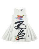 Cassia Graffiti Bird-Print Dress, Sizes 2T/3T-11/12