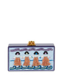 Jean Luau-Panel Clutch Bag, Blue/Violet