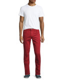 Neutral Slim-Fit Twill Pants, Red