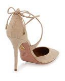 Matilde Crisscross Suede 105mm Pump, Nude