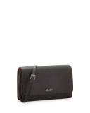 Saffiano Lux Mini Crossbody Bag, Black (Nero)