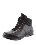 Lugged Leather Hiking Boot, Black