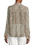 Bernetta Flora Chiffon Tie-Neck Top
