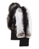 Rabbit Fur/Knit Mittens, Black