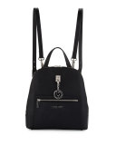 Oceane Saffiano Double-Zip Backpack, Black