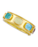 Antique Animals Intaglio 19k Gold Bangle, Pastel/Multicolor
