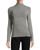 Ruched-Front Mock-Neck Top, Cliff