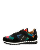 Tropical Nylon & Suede Trainer Sneaker, Multicolor