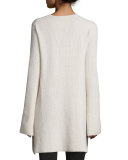 Ribbed Wool-Blend V-Neck Tunic, Tusk