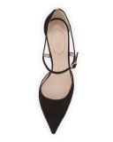 Phoebe Suede Buckle Pump, Black
